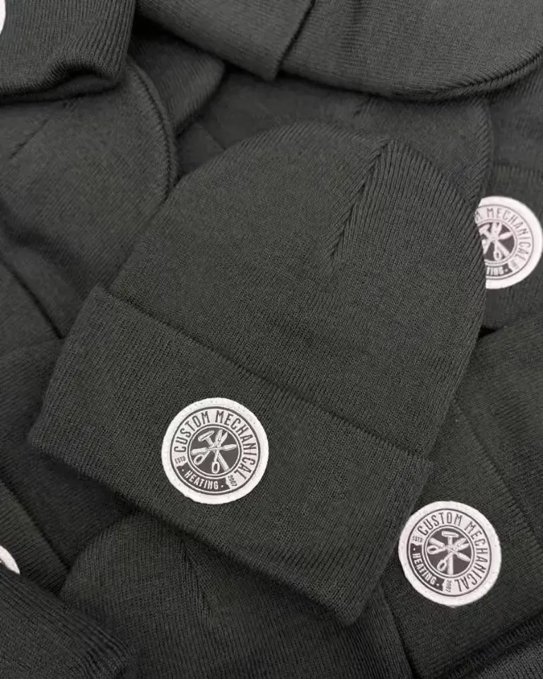 Grey Custom Mechanical Heating toques with woven patches